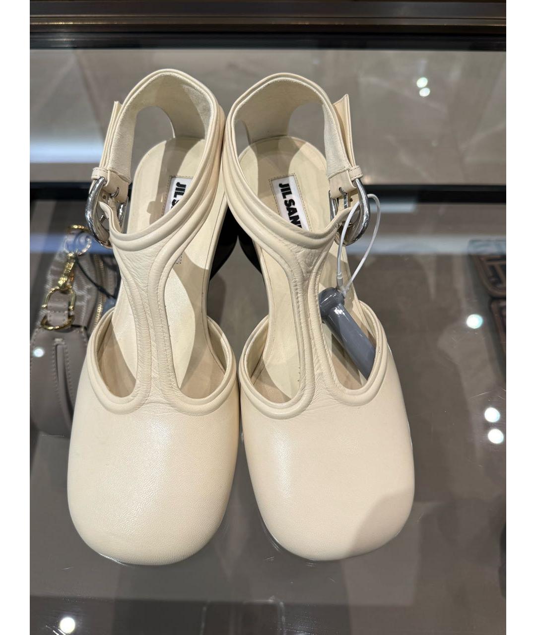 JIL SANDER Бежевые кожаные туфли, фото 5