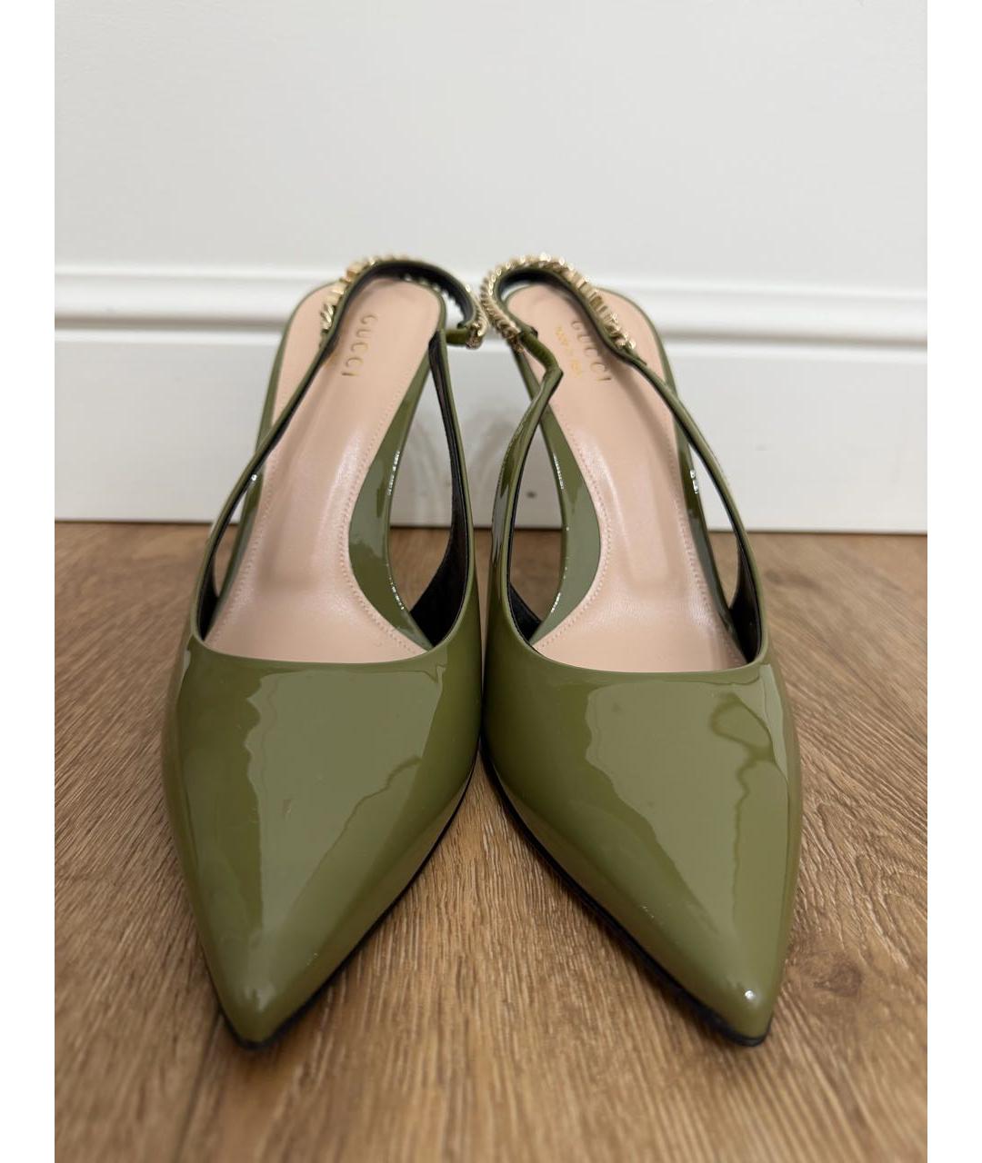 GUCCI Зеленые туфли из лакированной кожи, фото 2