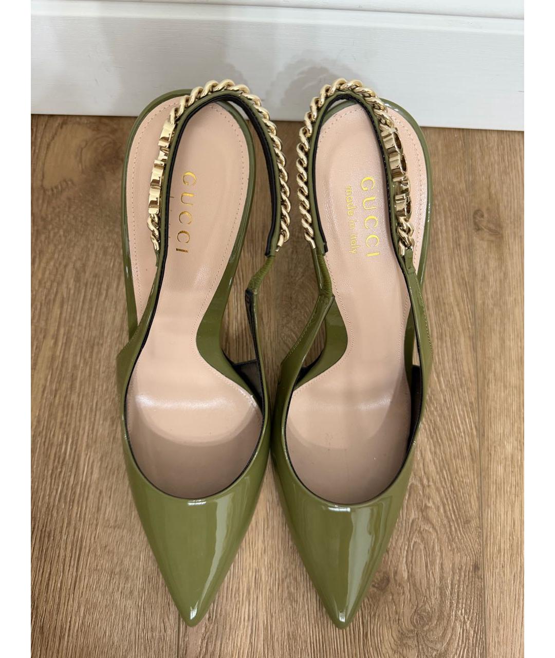 GUCCI Зеленые туфли из лакированной кожи, фото 3