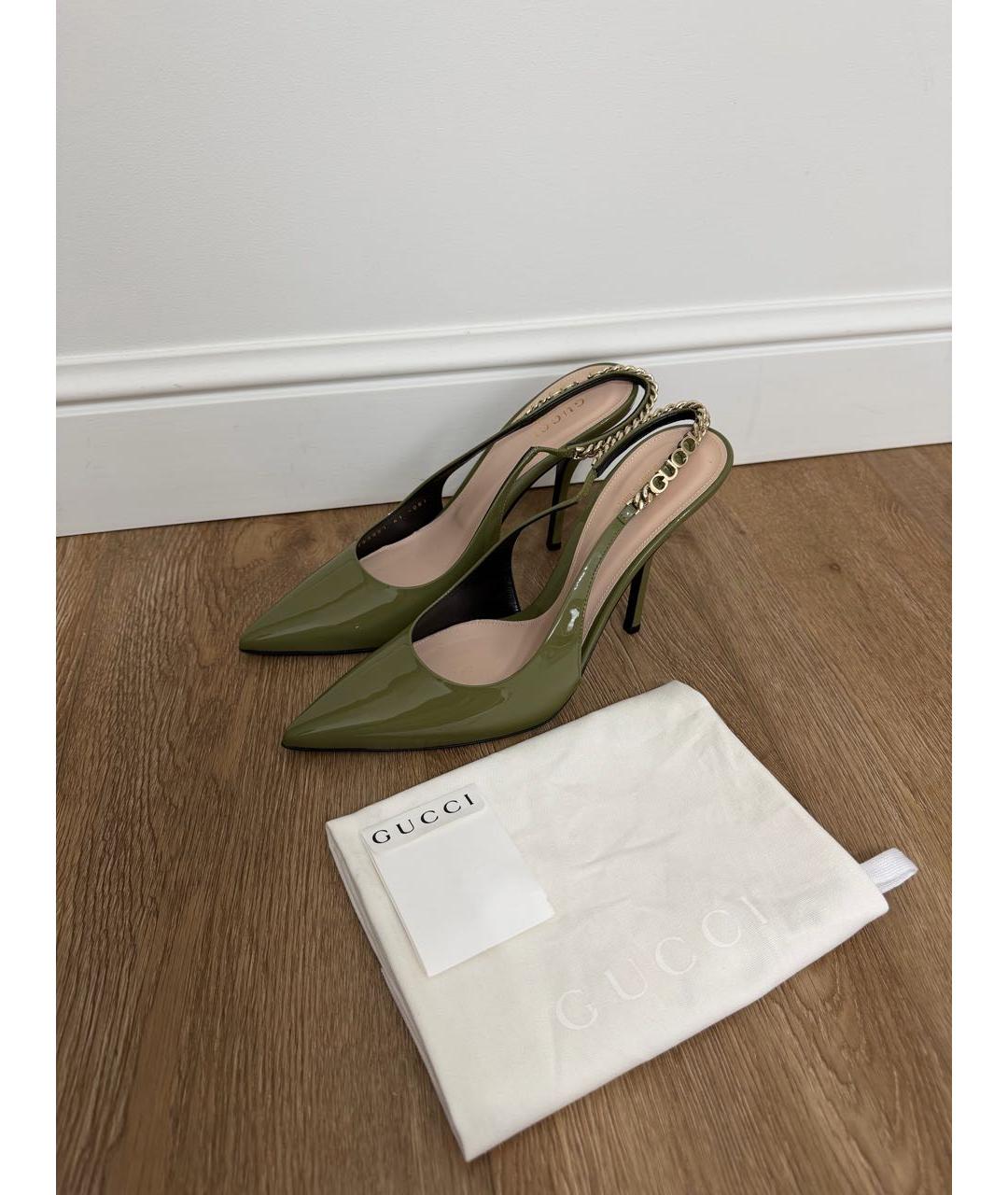 GUCCI Зеленые туфли из лакированной кожи, фото 7
