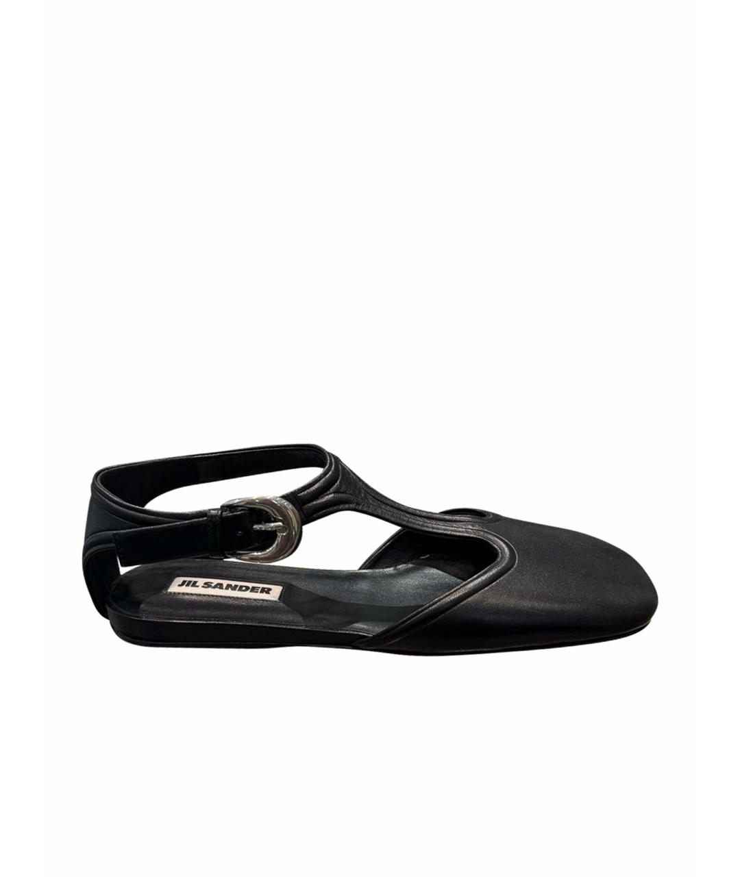 JIL SANDER Черные кожаные босоножки, фото 1