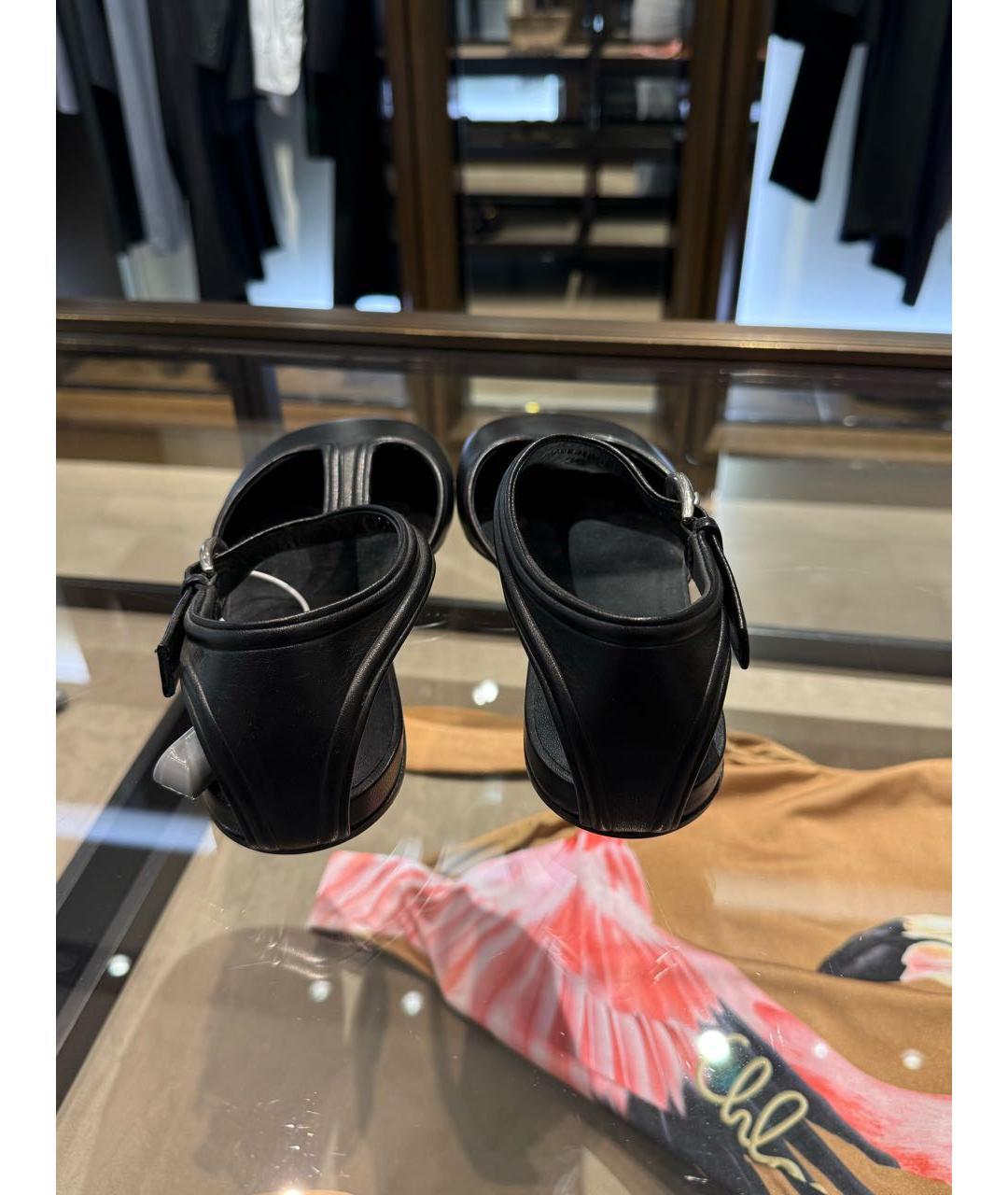 JIL SANDER Черные кожаные босоножки, фото 4