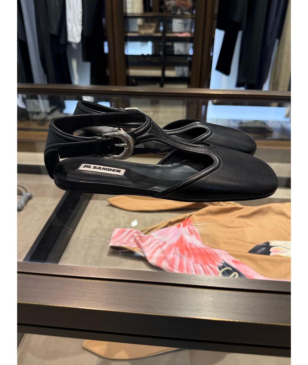 JIL SANDER Черные кожаные босоножки, фото 3