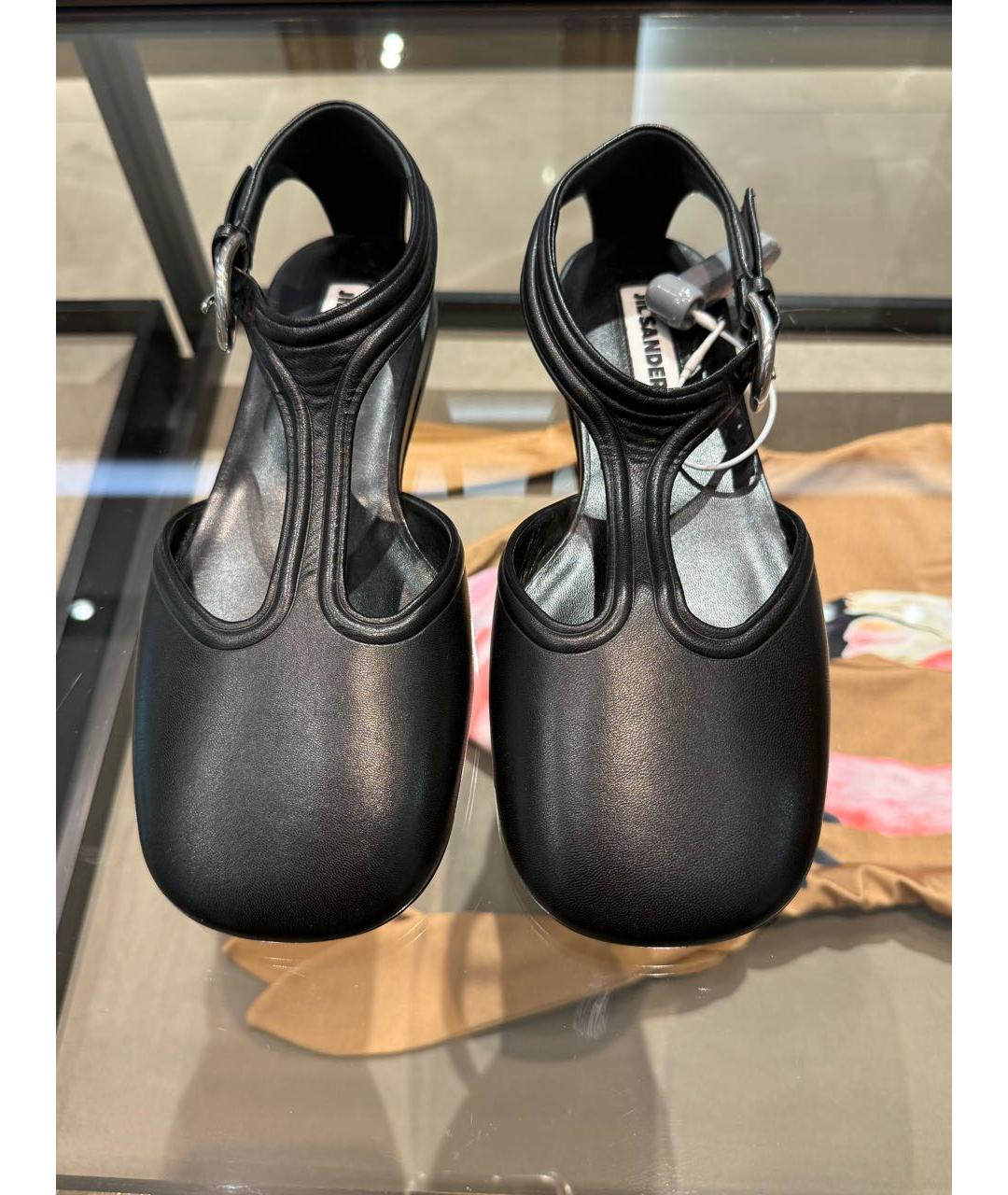 JIL SANDER Черные кожаные босоножки, фото 5