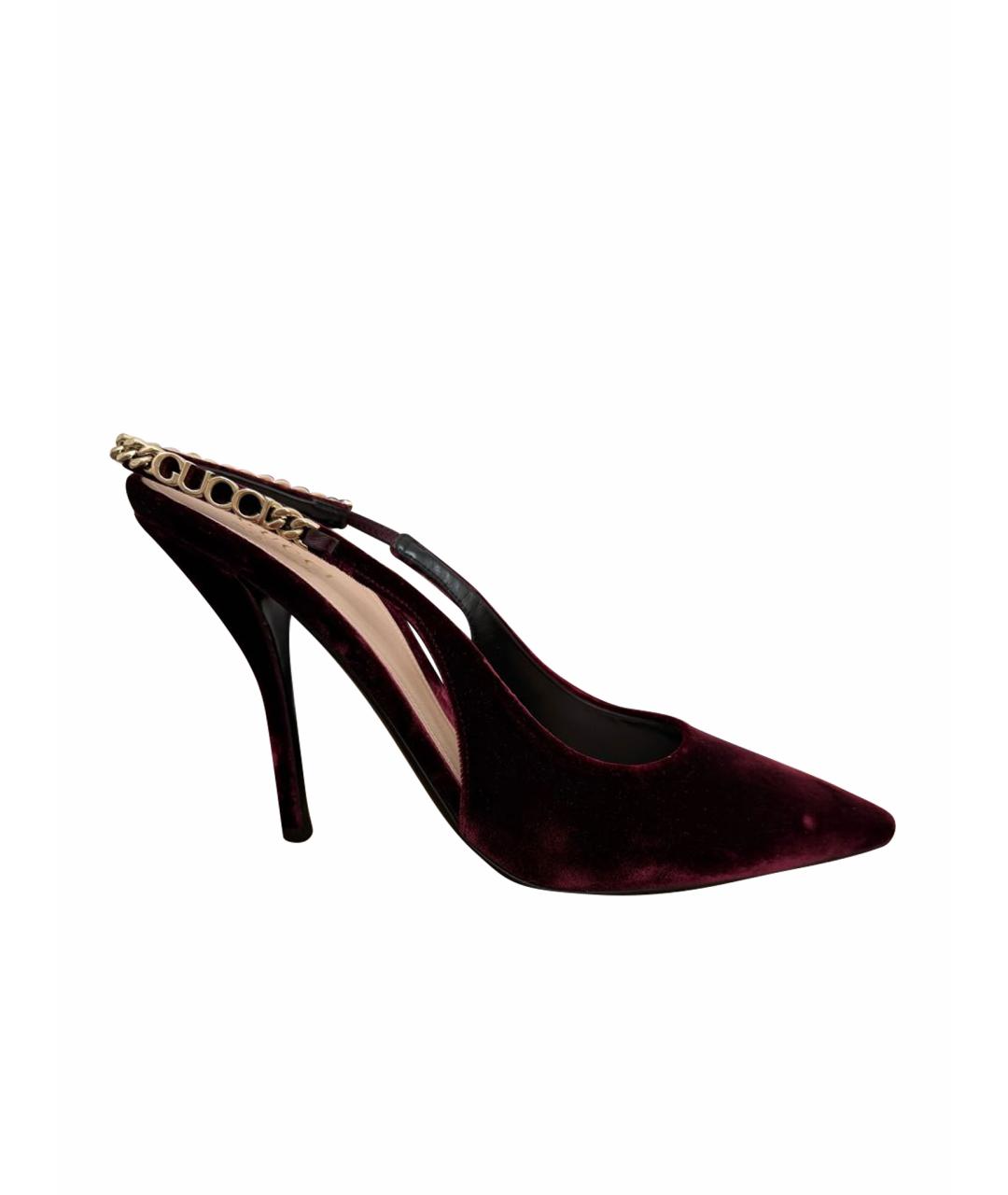 GUCCI Бордовые бархатные туфли, фото 1