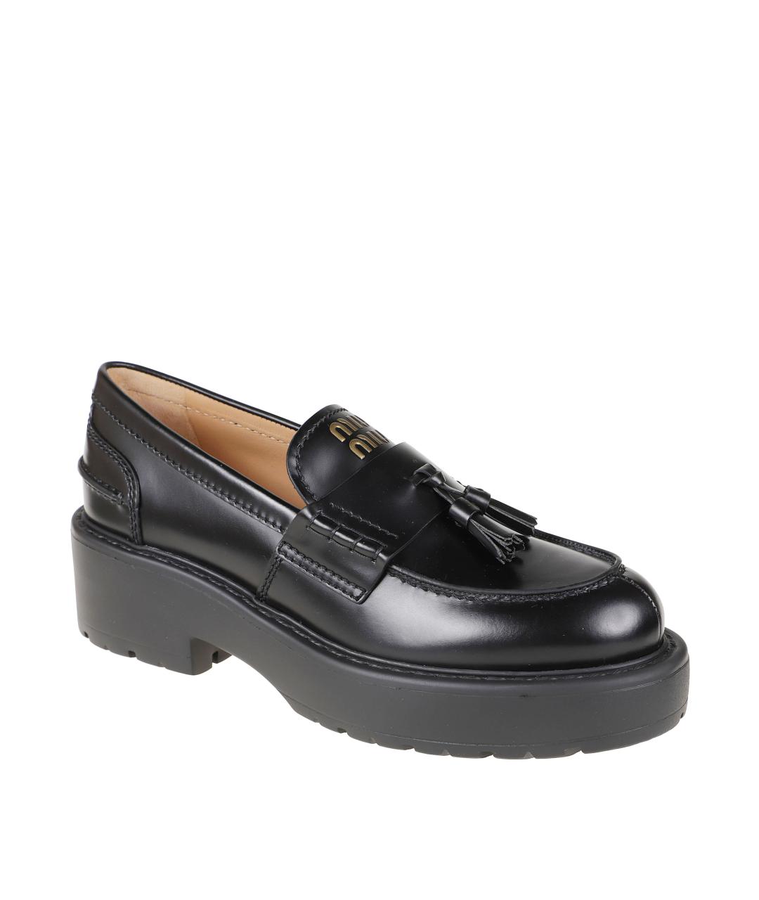 MIU MIU Черные кожаные лоферы, фото 2