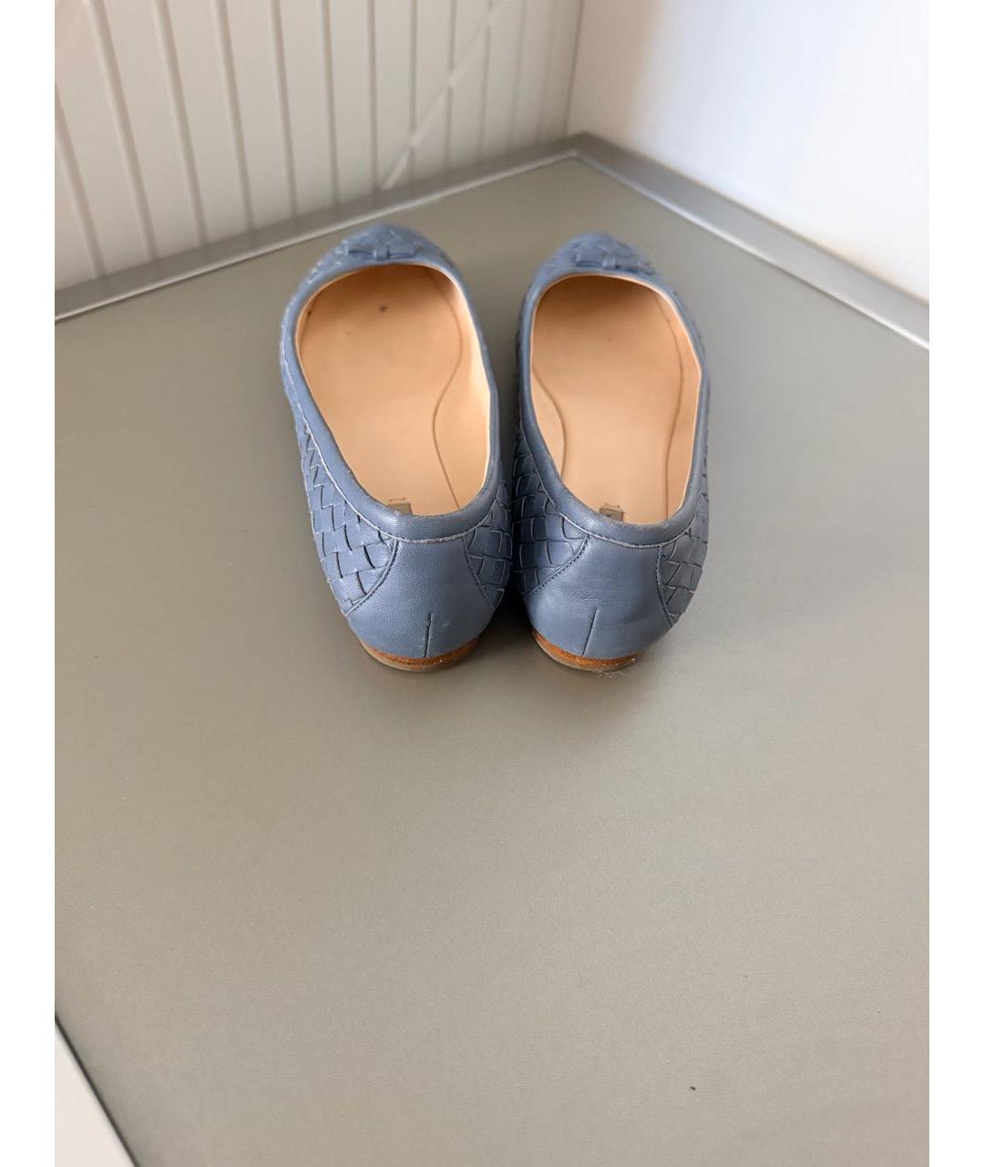 BOTTEGA VENETA Синие кожаные балетки, фото 4