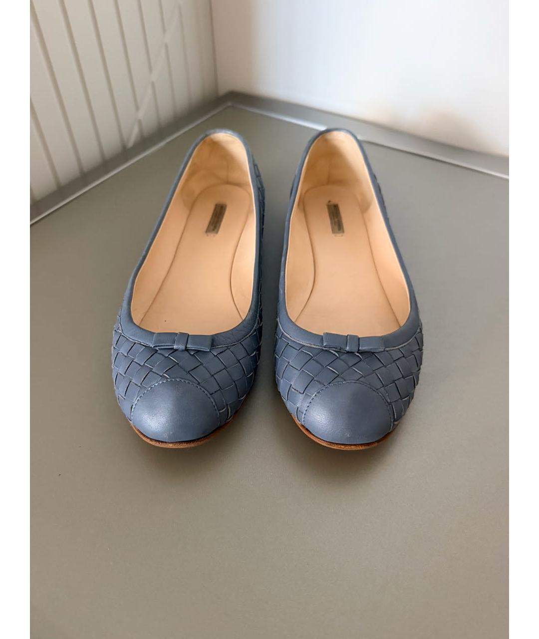 BOTTEGA VENETA Синие кожаные балетки, фото 3