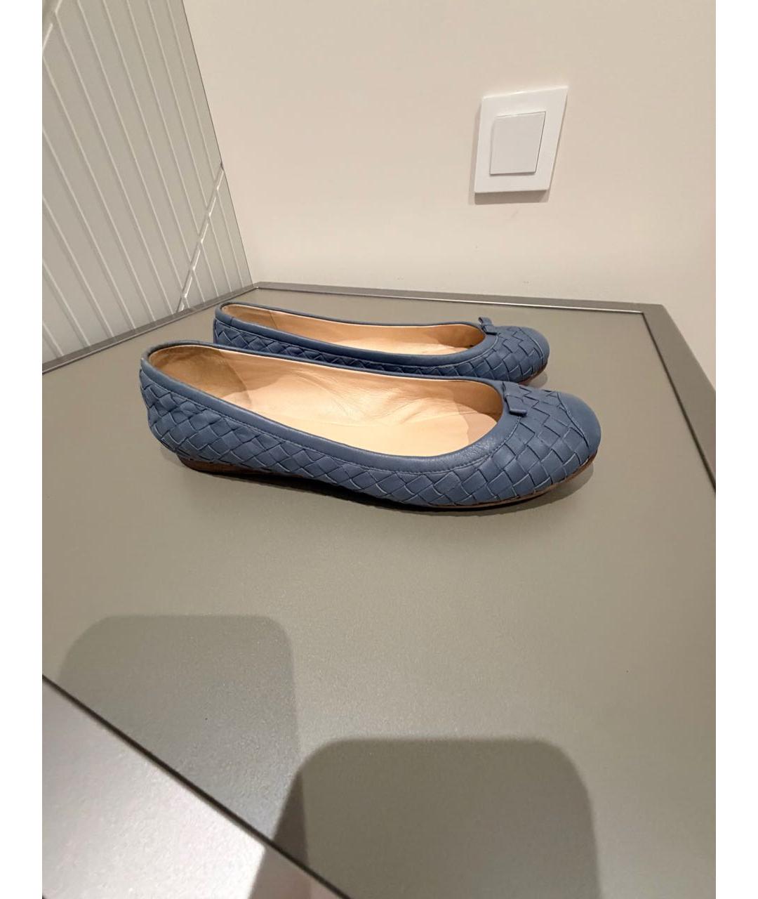 BOTTEGA VENETA Синие кожаные балетки, фото 8
