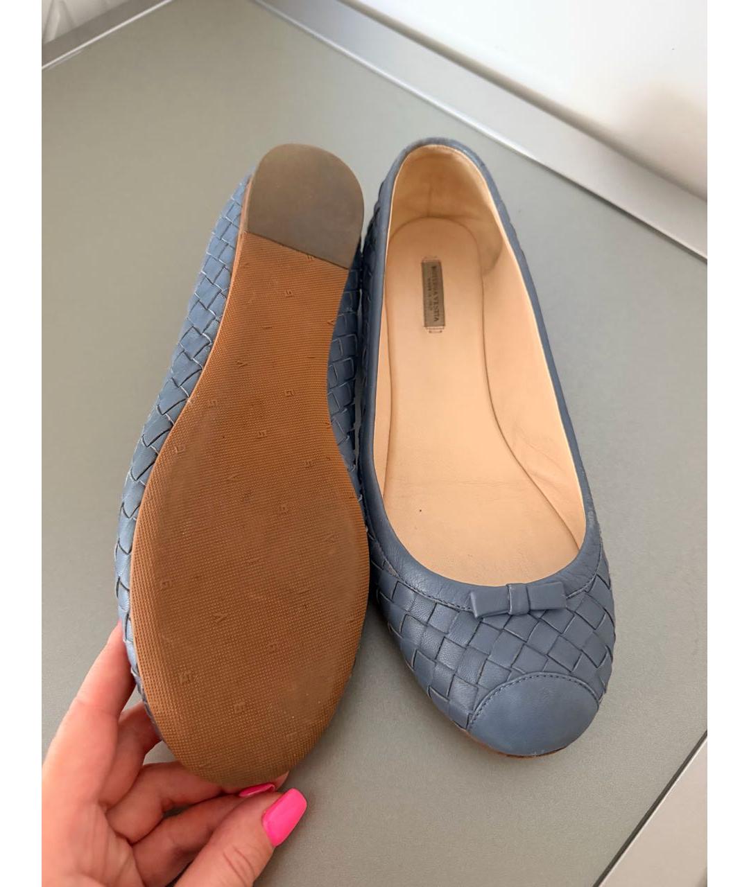 BOTTEGA VENETA Синие кожаные балетки, фото 5