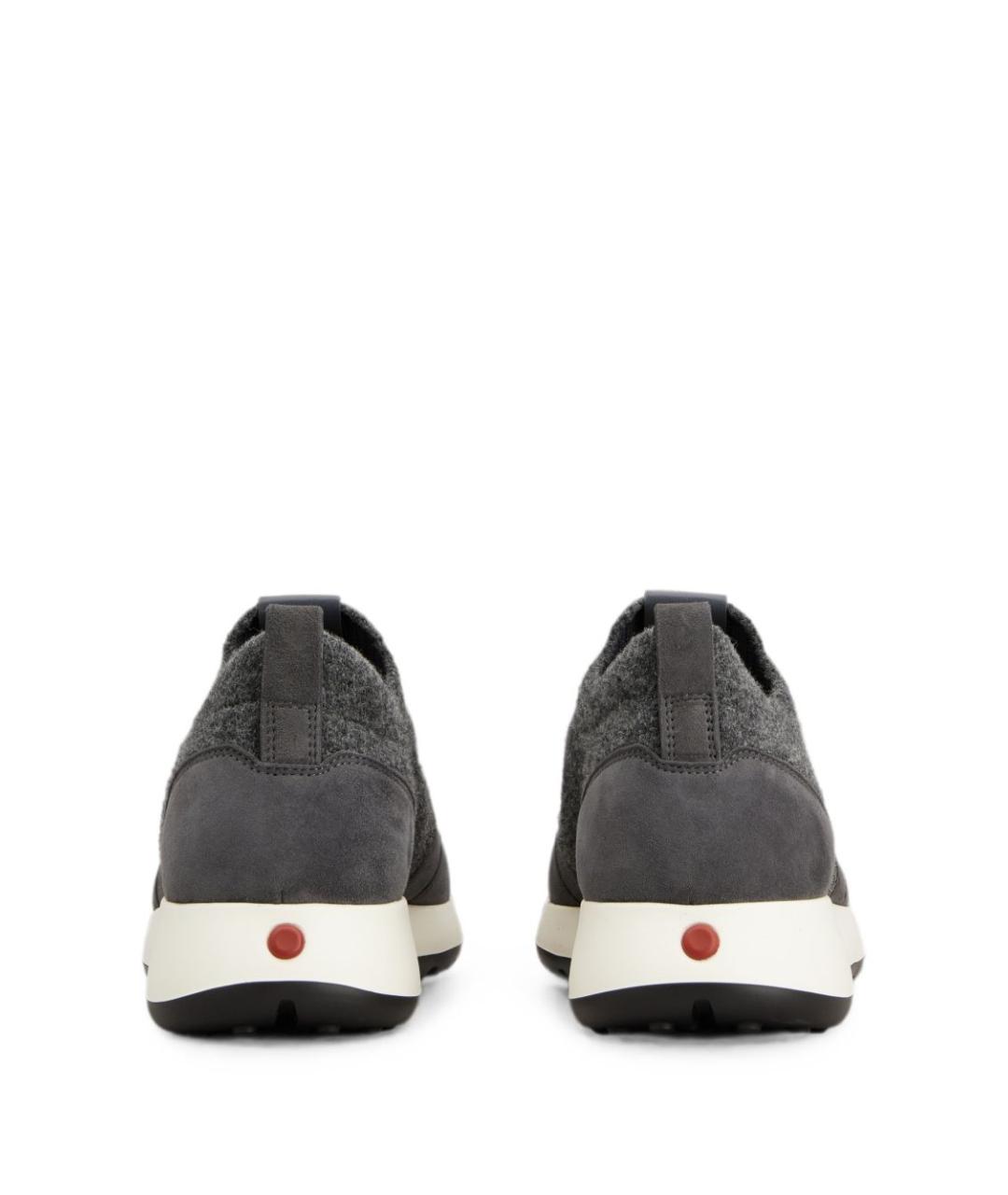 TOD'S Серые текстильные низкие кроссовки / кеды, фото 4