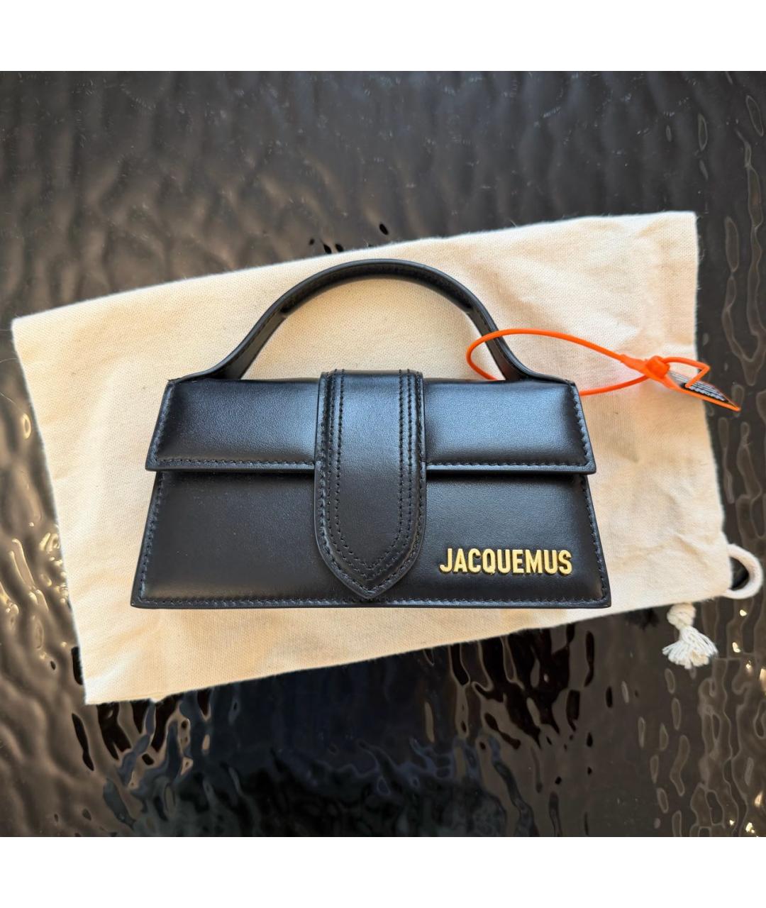 JACQUEMUS Черная кожаная сумка через плечо, фото 9