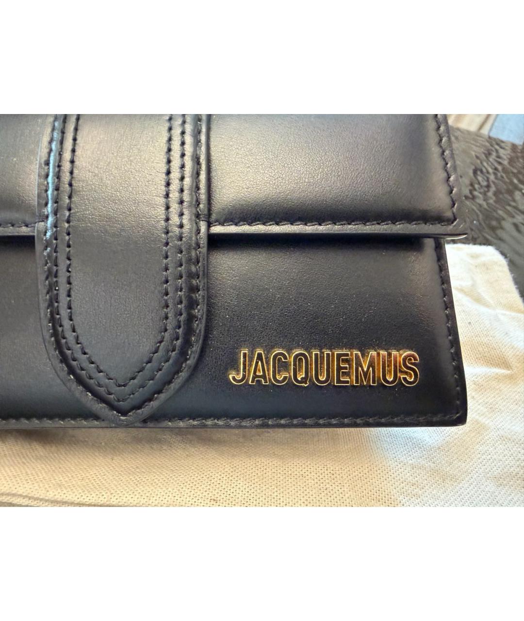 JACQUEMUS Черная кожаная сумка через плечо, фото 5