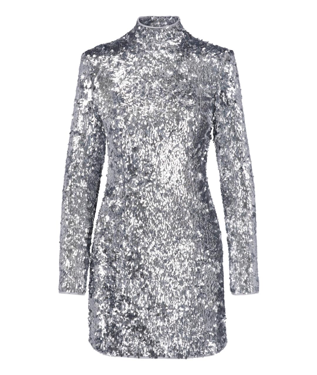 BALMAIN Серебряное полиэстеровое коктейльное платье, фото 1