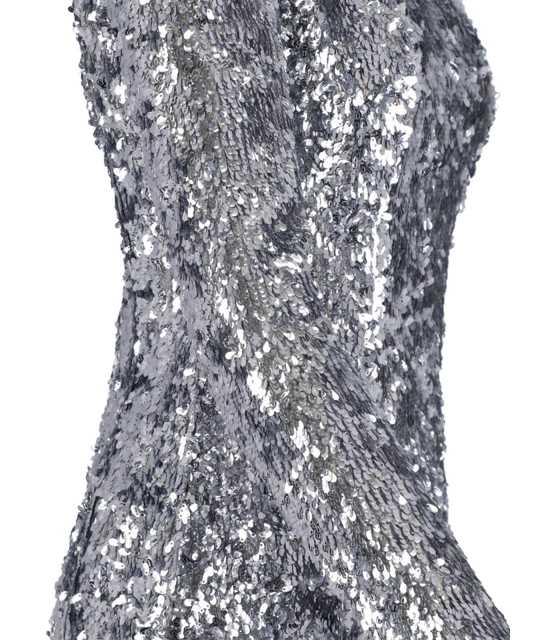 BALMAIN Серебряное полиэстеровое коктейльное платье, фото 3
