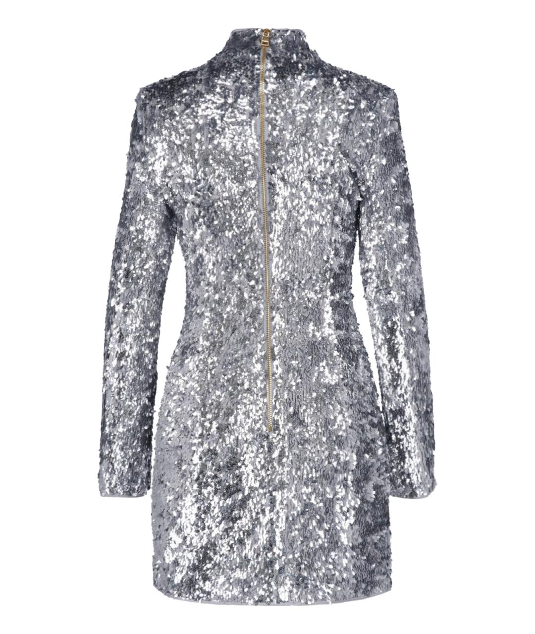BALMAIN Серебряное полиэстеровое коктейльное платье, фото 2