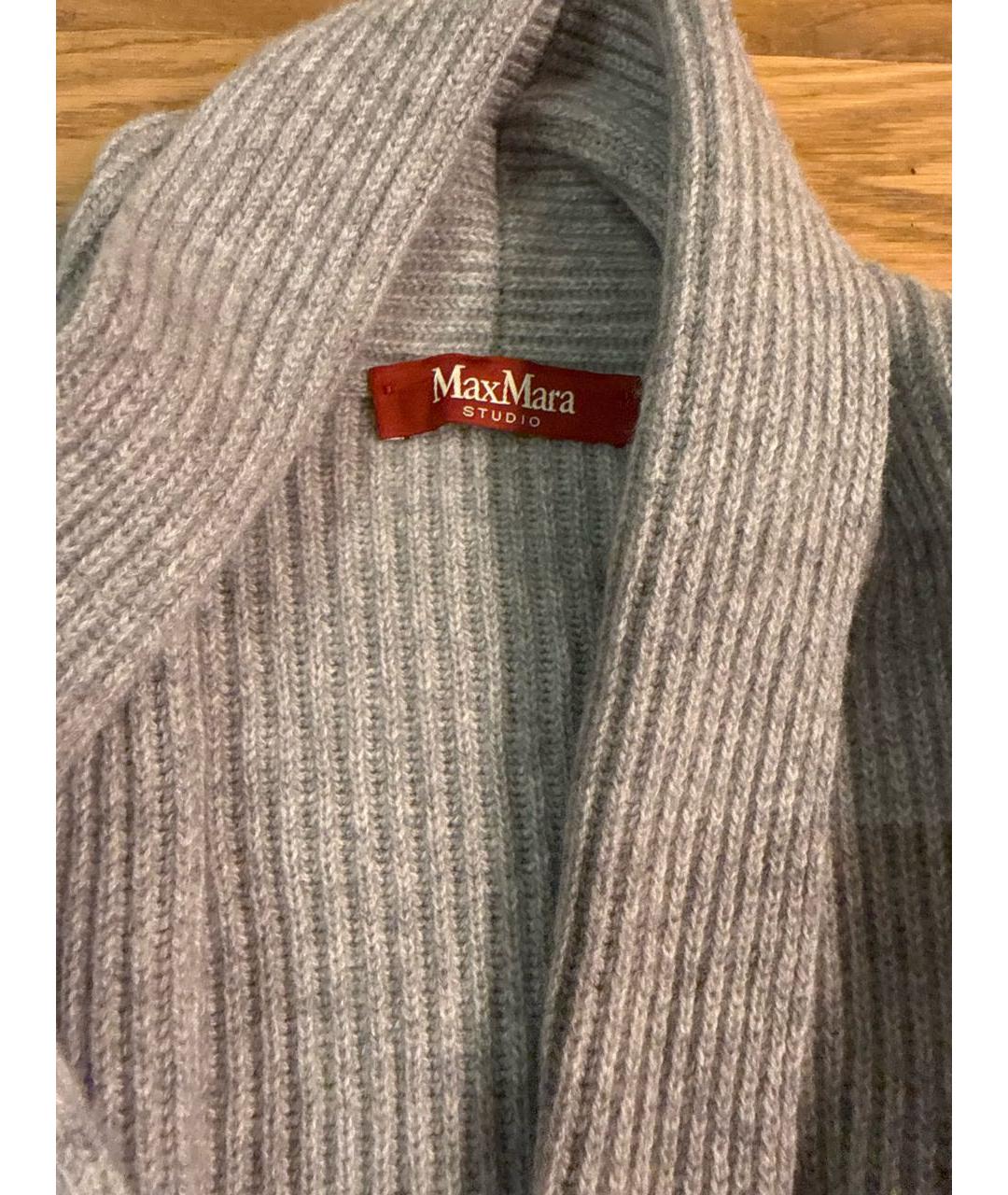 MAX MARA STUDIO Серый шерстяной кардиган, фото 3