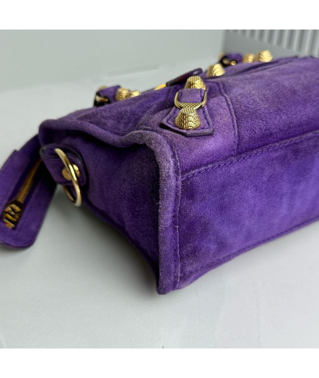 BALENCIAGA Фиолетовая замшевая сумка с короткими ручками, фото 4