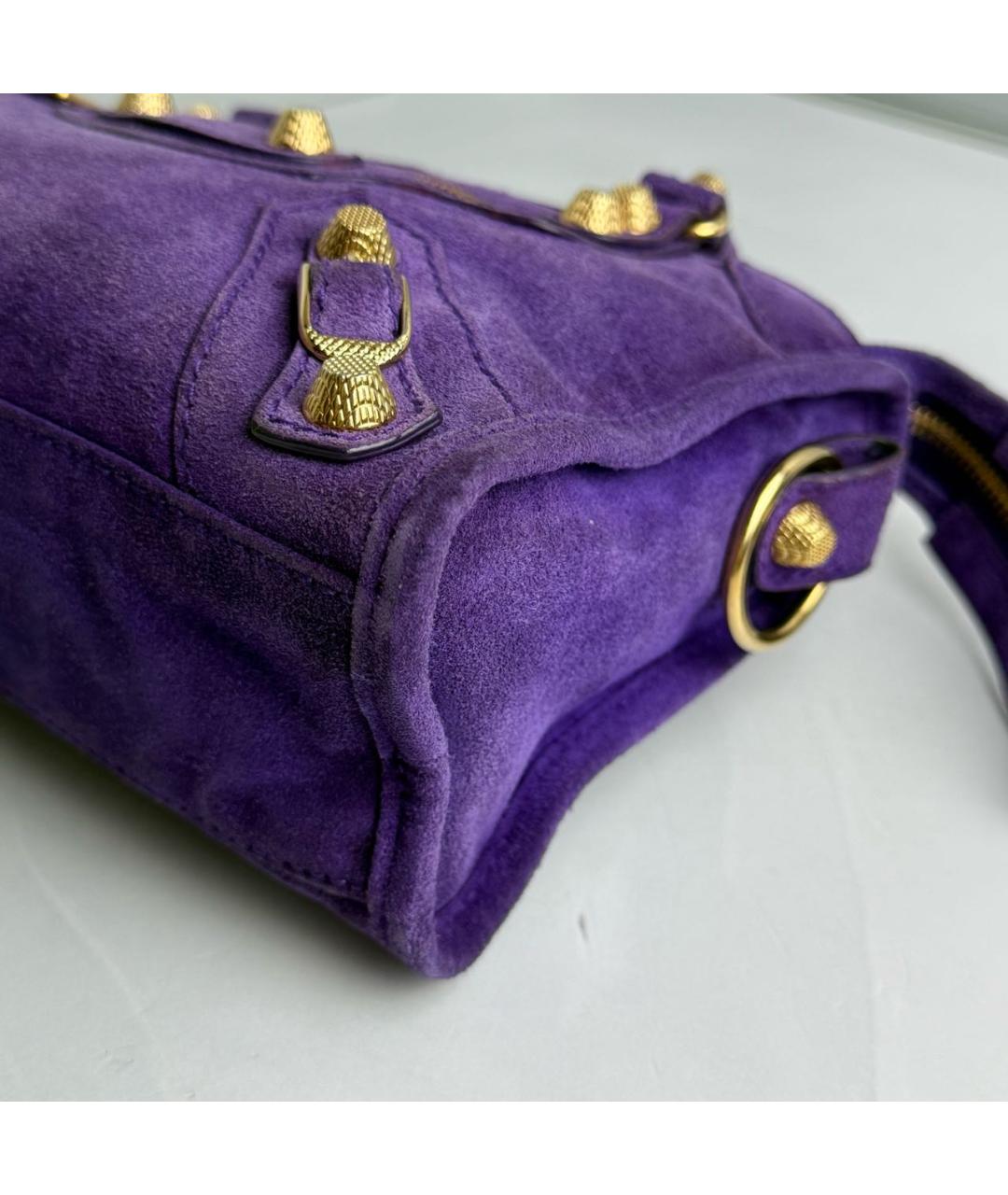 BALENCIAGA Фиолетовая замшевая сумка с короткими ручками, фото 5