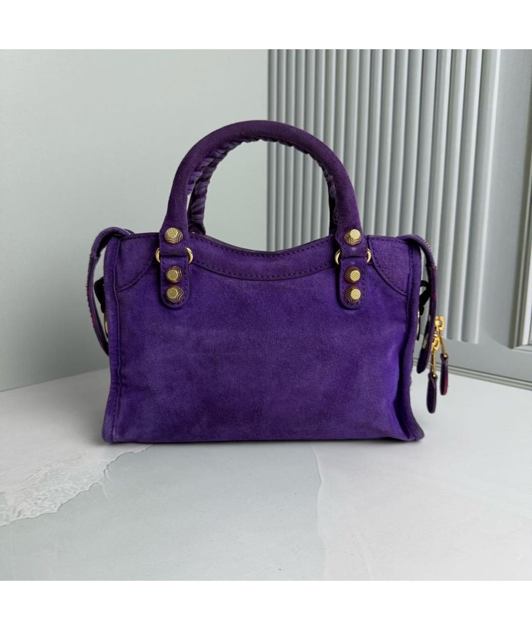 BALENCIAGA Фиолетовая замшевая сумка с короткими ручками, фото 2