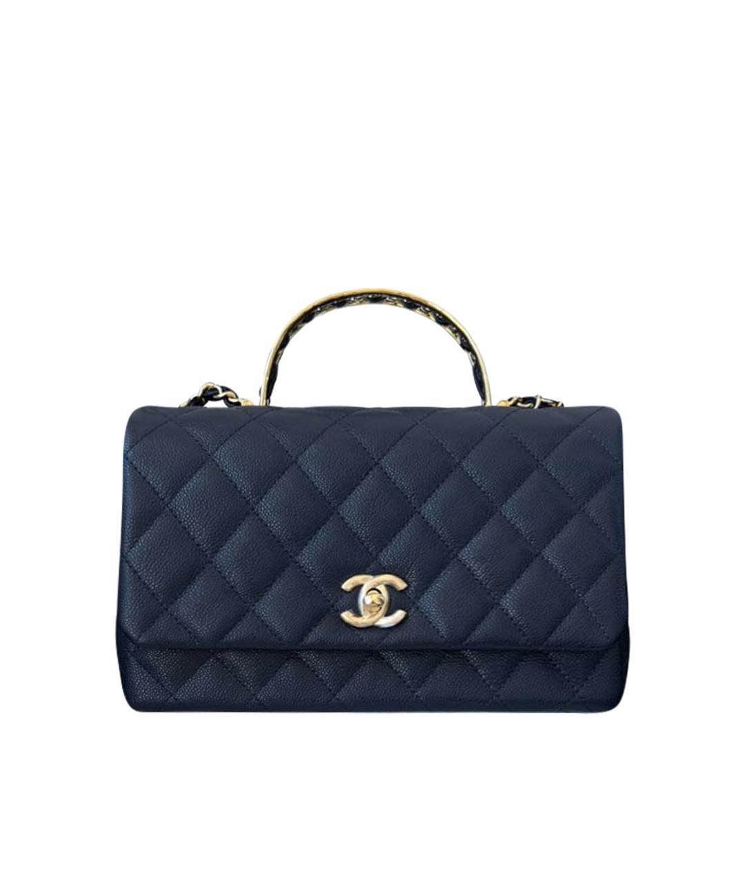 CHANEL Темно-синяя кожаная сумка тоут, фото 1