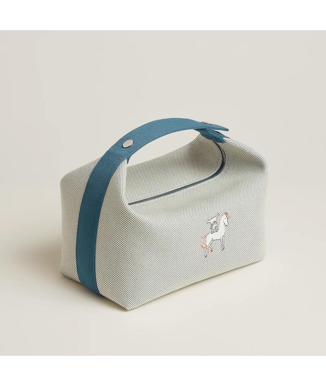 HERMES Серая хлопковая косметичка, фото 8