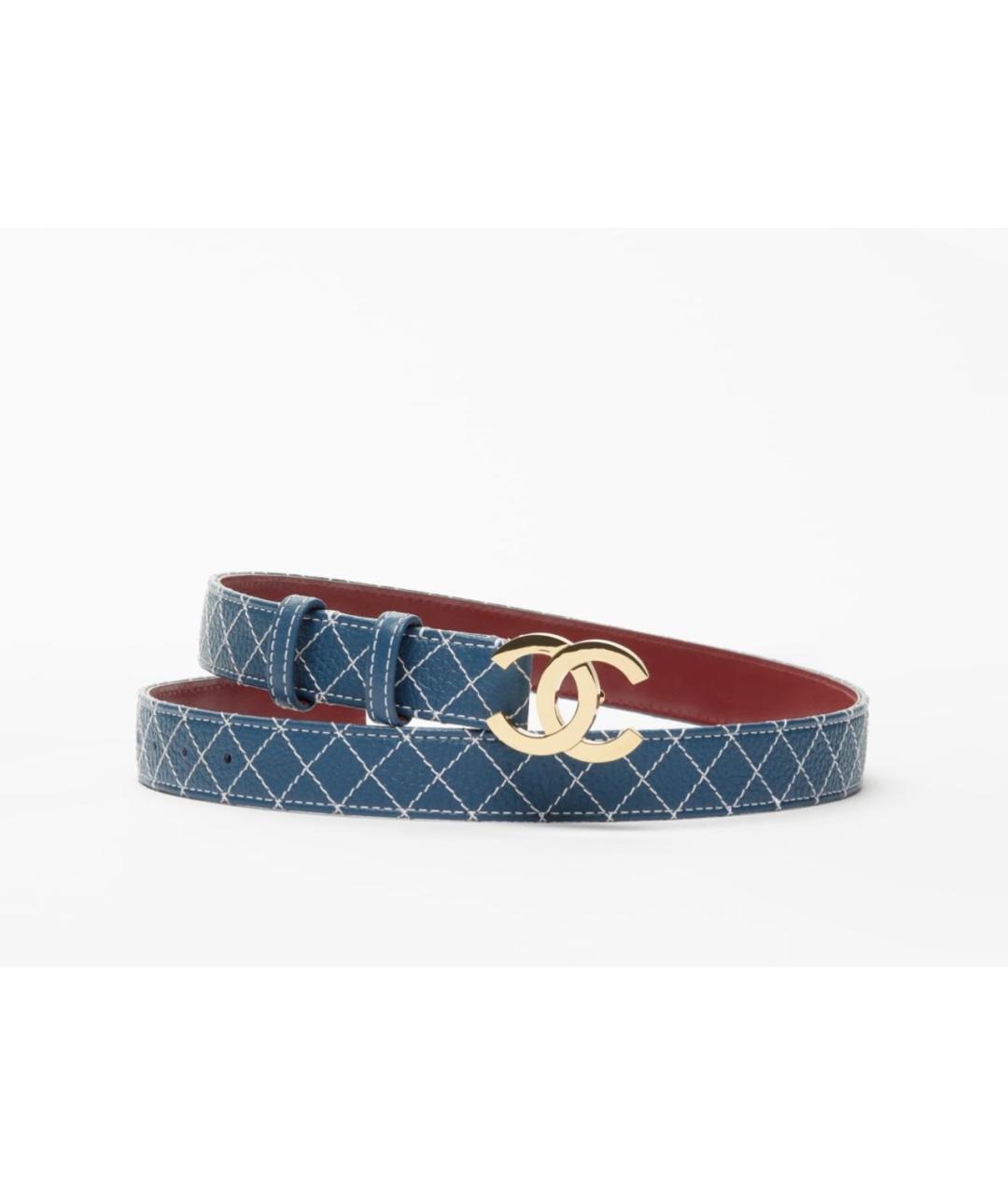 CHANEL Синий кожаный ремень, фото 4