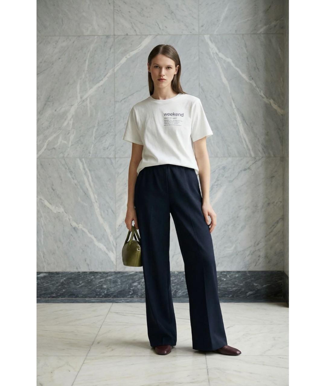 WEEKEND MAX MARA Темно-синие шерстяные брюки широкие, фото 2