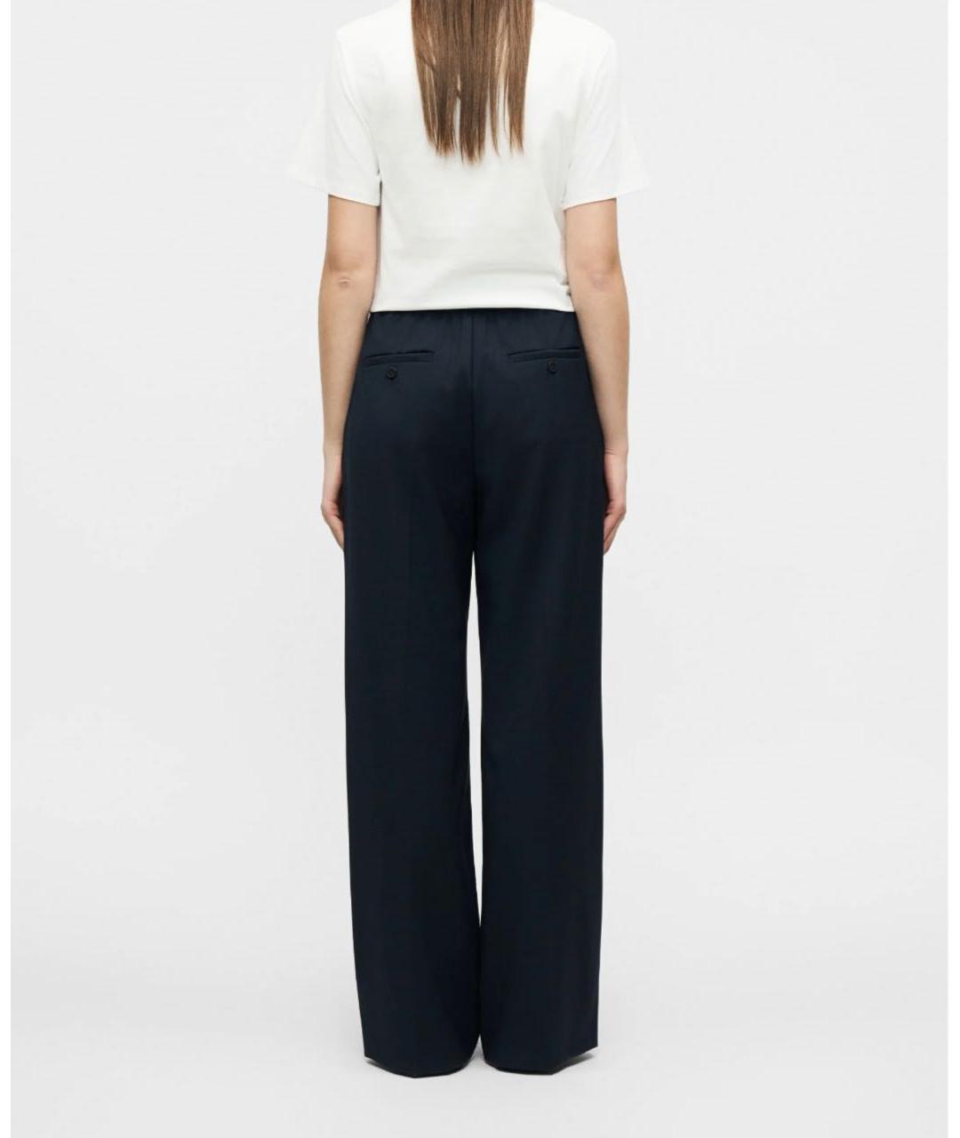WEEKEND MAX MARA Темно-синие шерстяные брюки широкие, фото 3