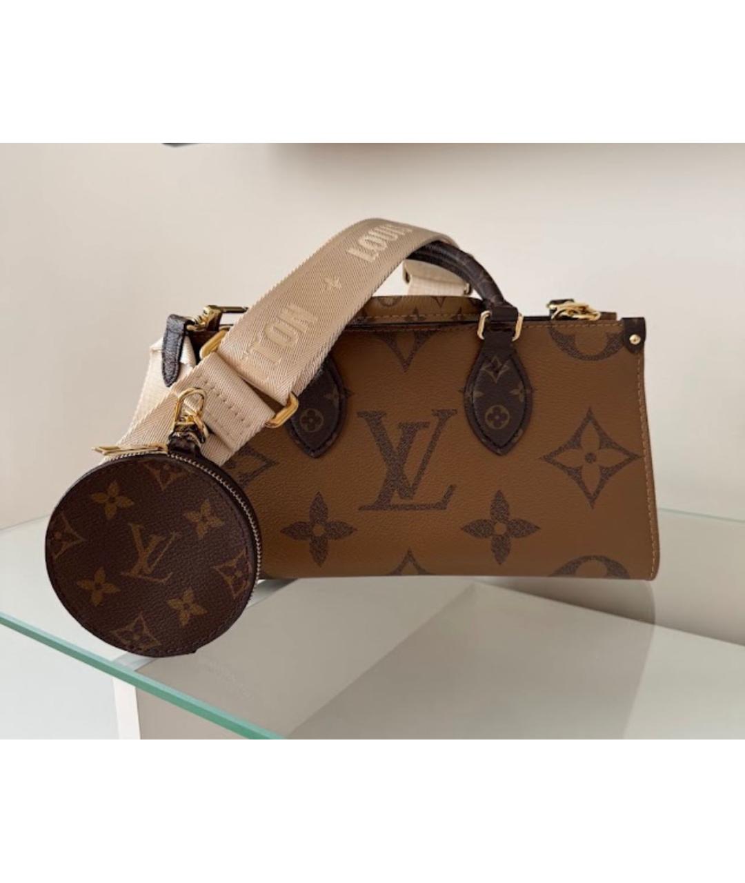 LOUIS VUITTON Коричневая кожаная сумка с короткими ручками, фото 2