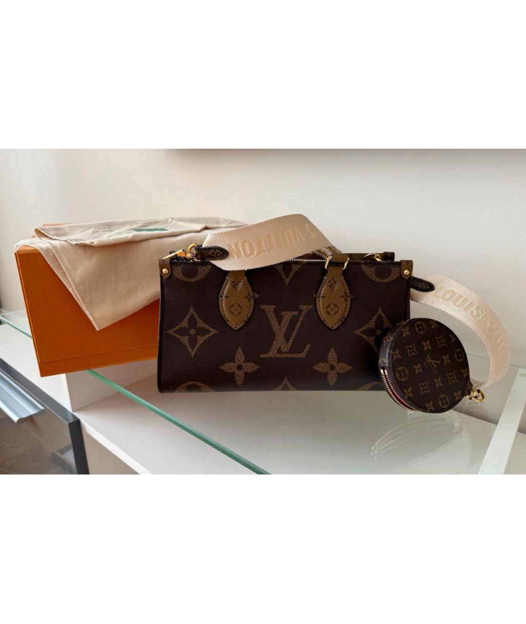 LOUIS VUITTON Коричневая кожаная сумка с короткими ручками, фото 5