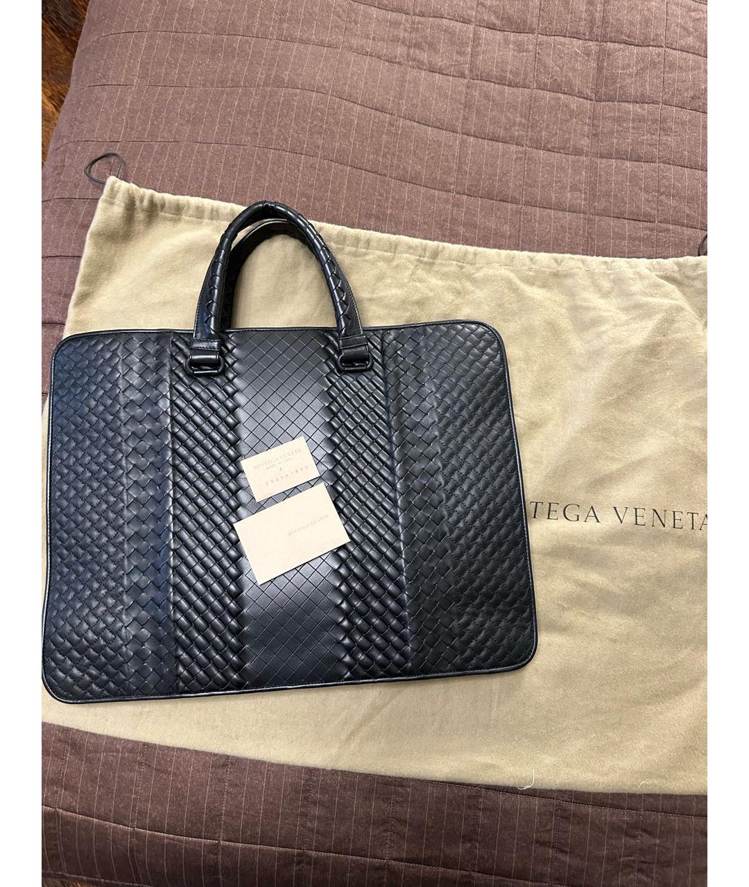 BOTTEGA VENETA Черный кожаный портфель, фото 3