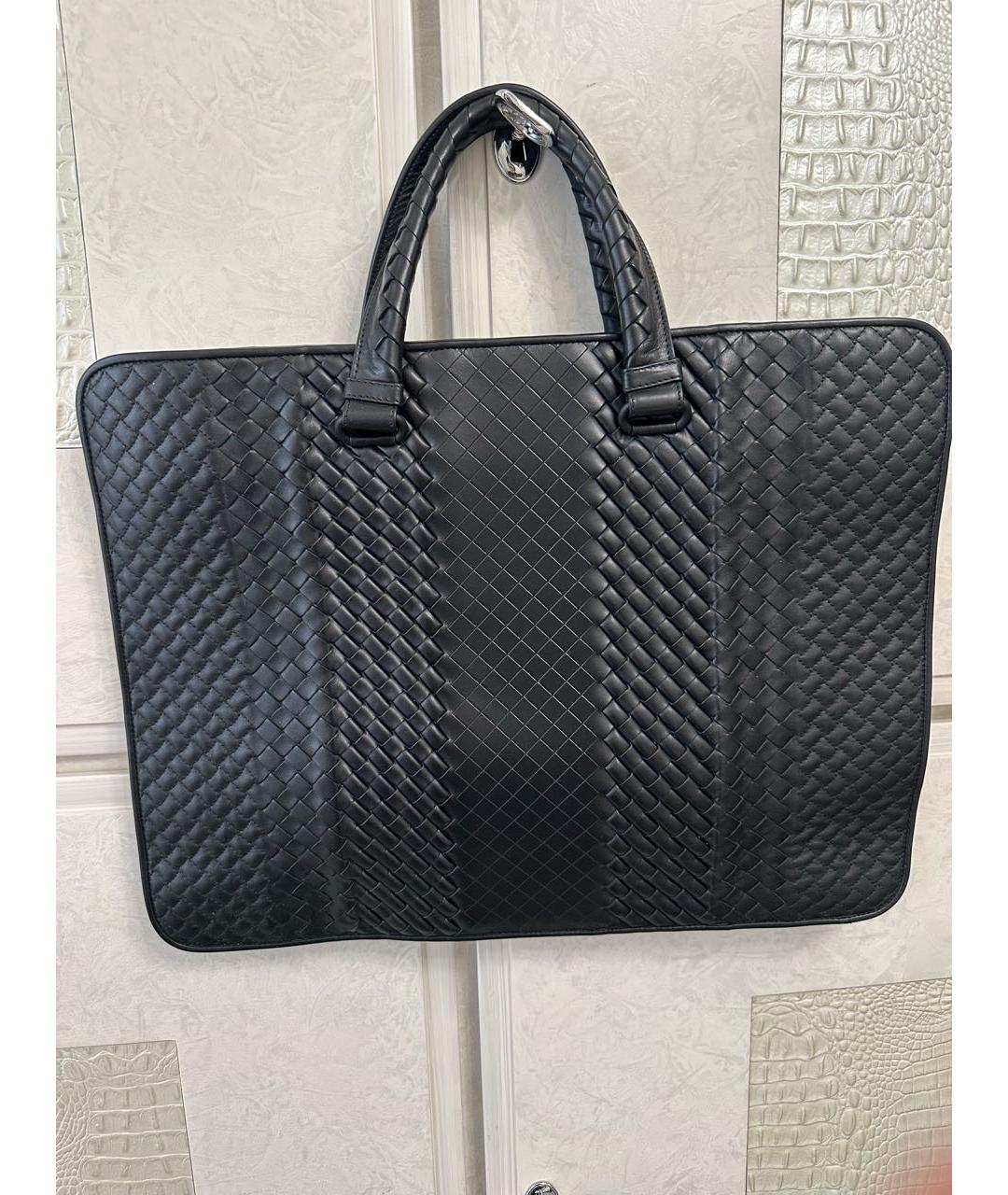 BOTTEGA VENETA Черный кожаный портфель, фото 2