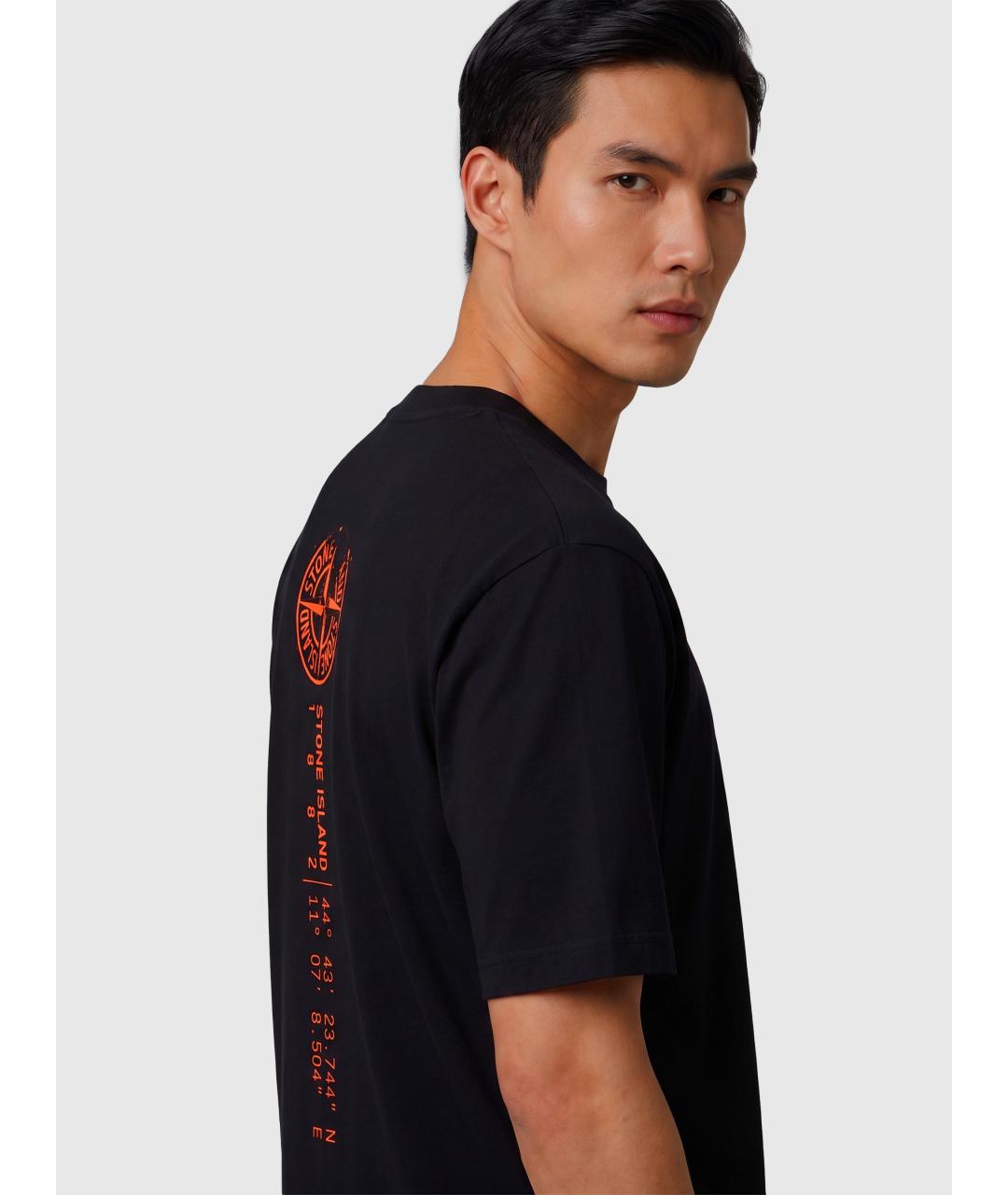 STONE ISLAND Черная хлопковая футболка, фото 3