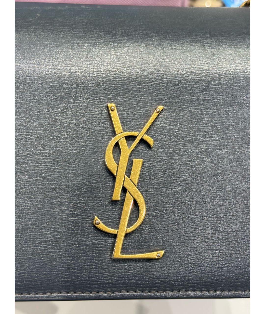 SAINT LAURENT Антрацитовая кожаная сумка тоут, фото 5