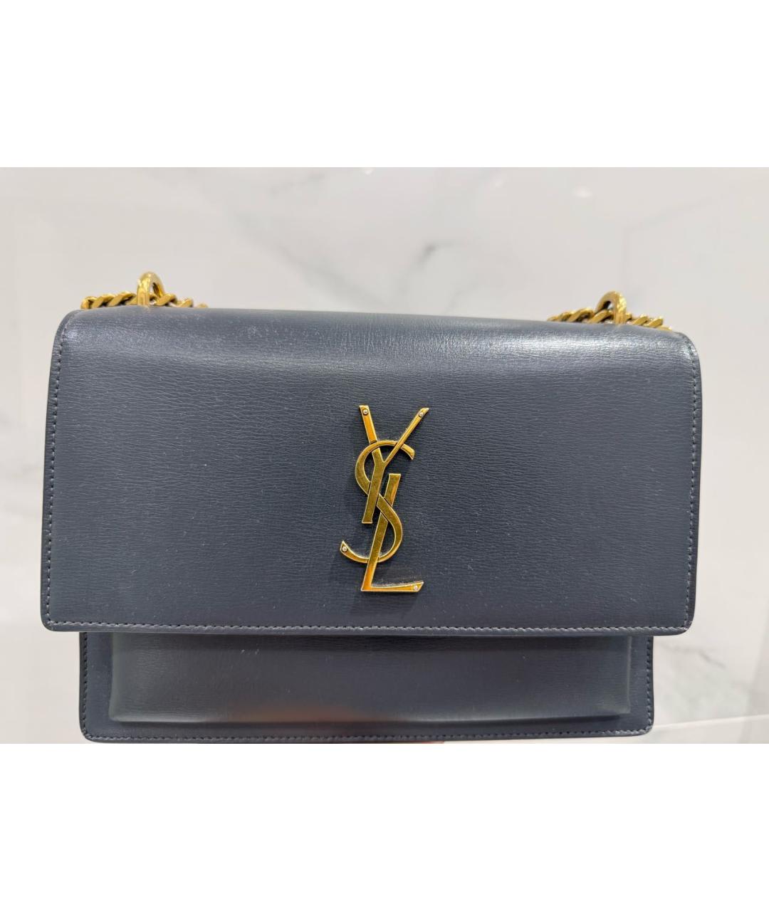 SAINT LAURENT Антрацитовая кожаная сумка тоут, фото 7
