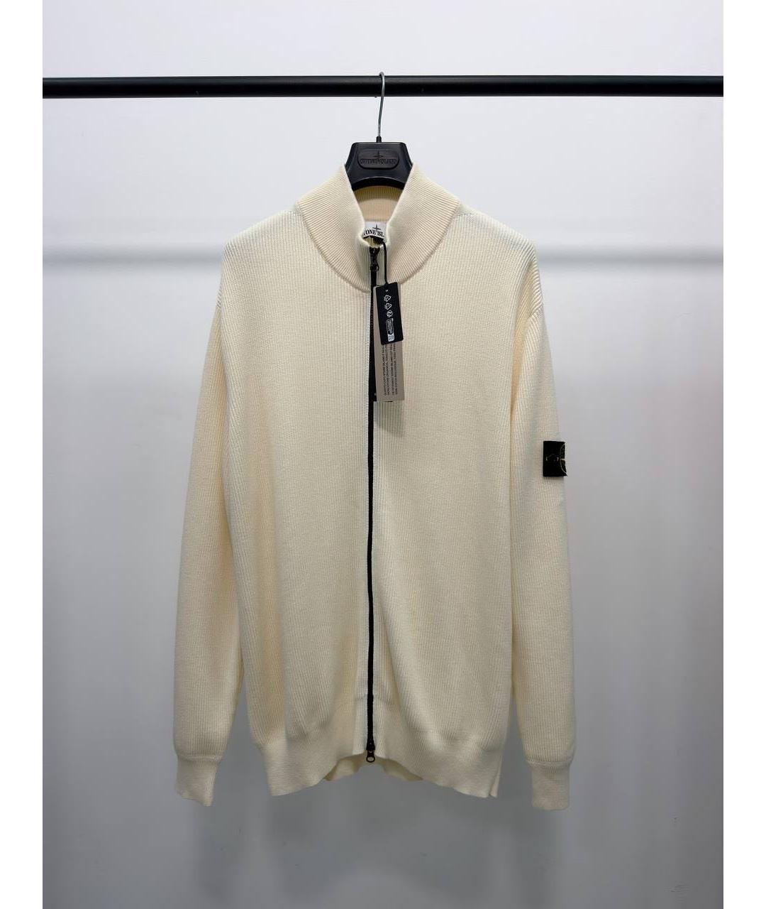 STONE ISLAND Бежевый хлопковый джемпер / свитер, фото 5