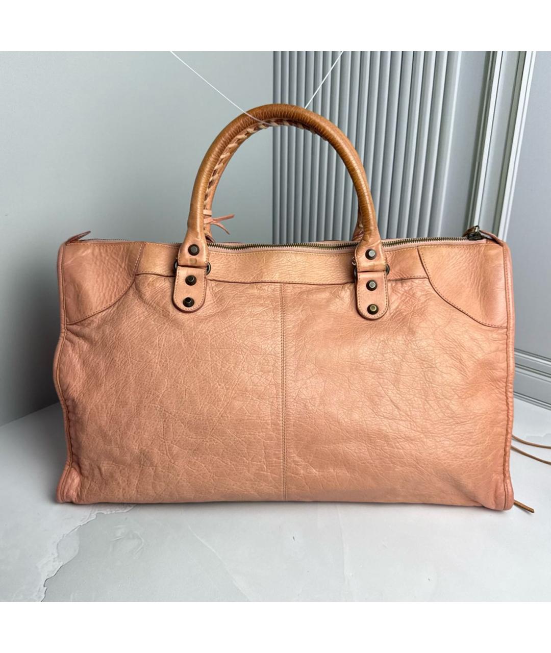 BALENCIAGA Бежевая кожаная сумка с короткими ручками, фото 2