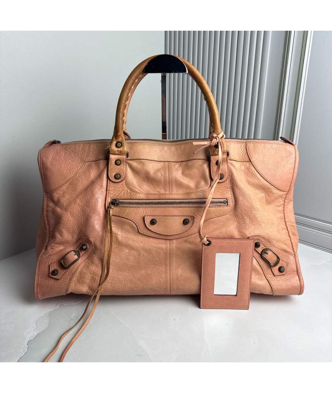 BALENCIAGA Бежевая кожаная сумка с короткими ручками, фото 8