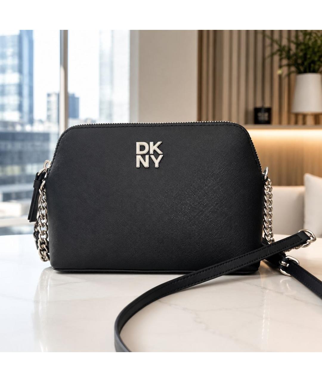 DKNY Черная сумка через плечо из искусственной кожи, фото 9