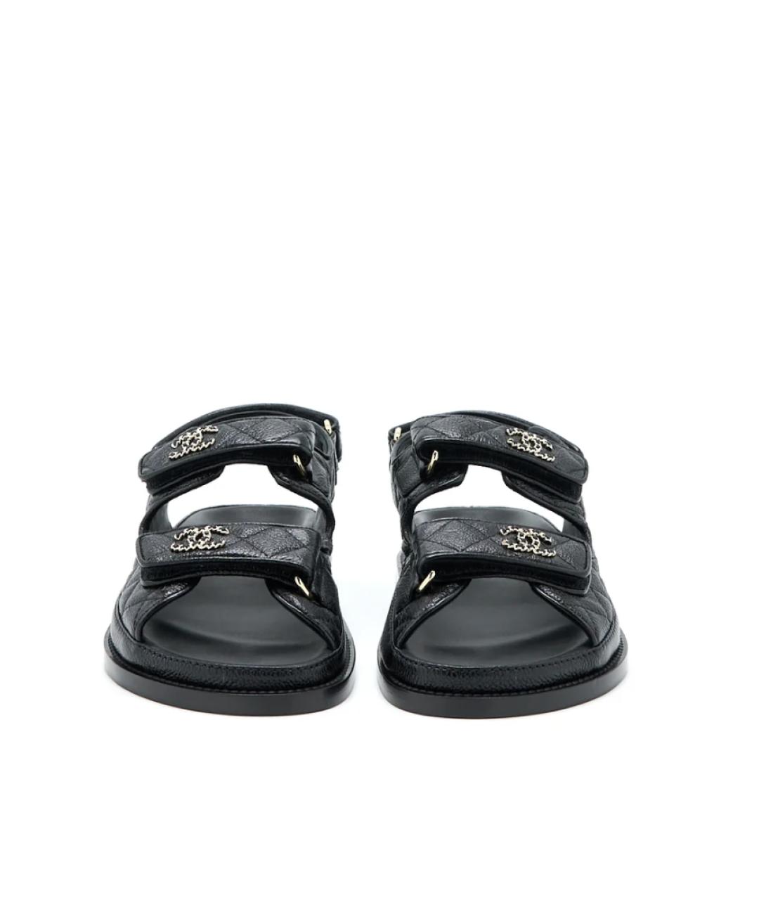 CHANEL Черные кожаные сандалии, фото 3