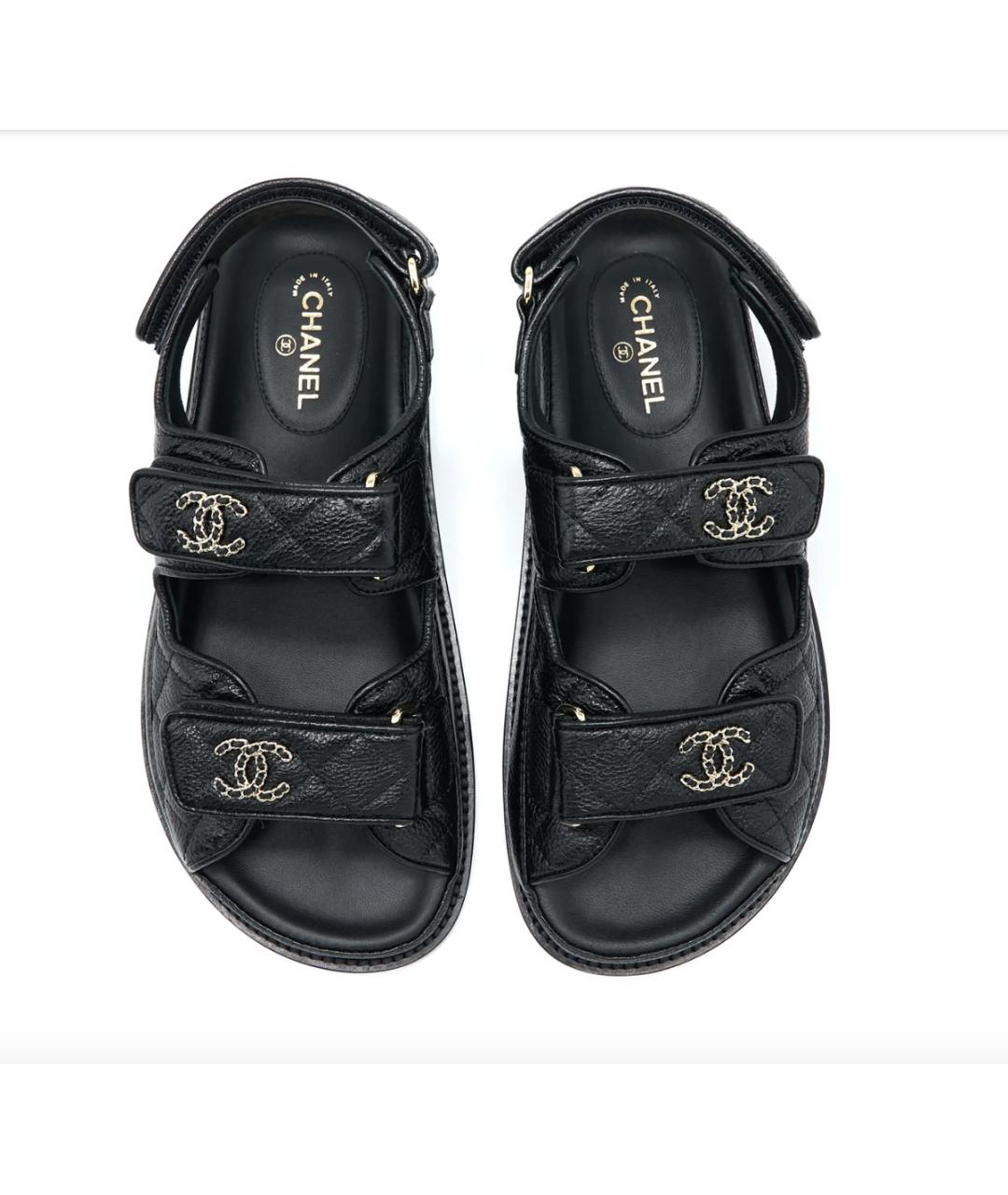 CHANEL Черные кожаные сандалии, фото 4