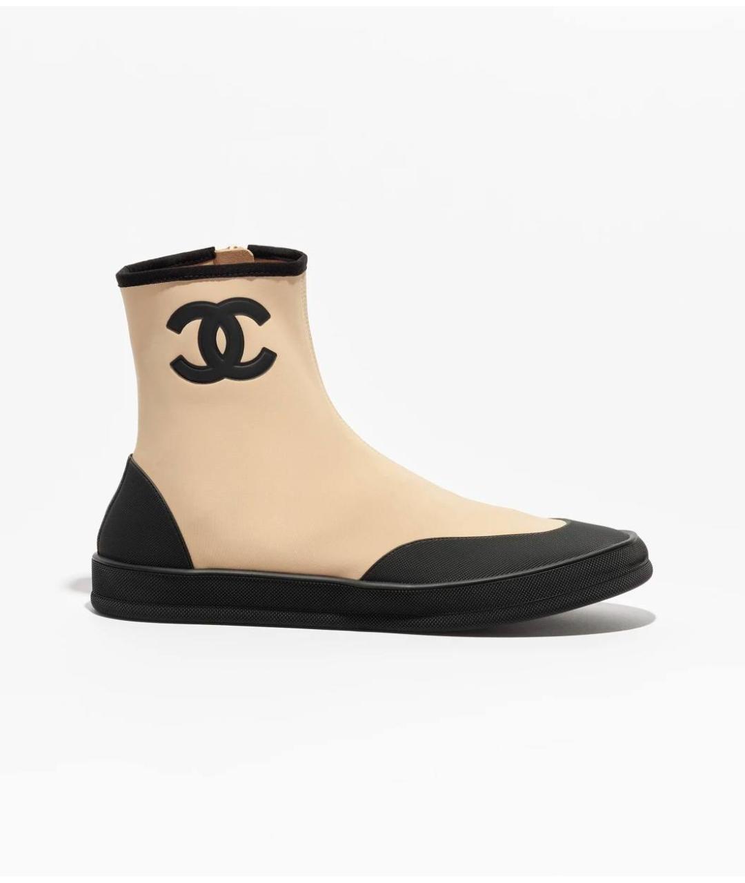 CHANEL Бежевые текстильные полусапоги, фото 4