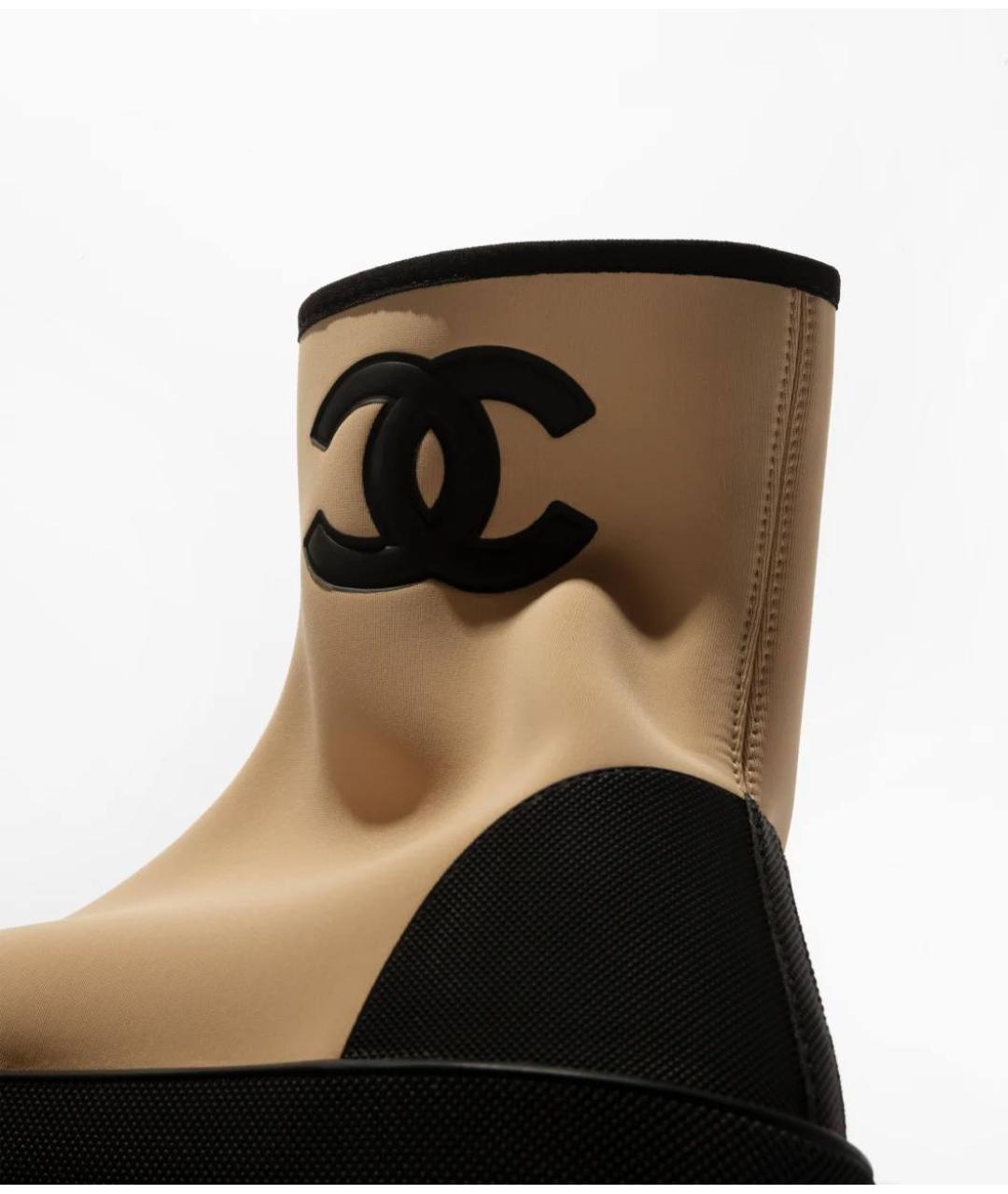CHANEL Бежевые текстильные полусапоги, фото 3