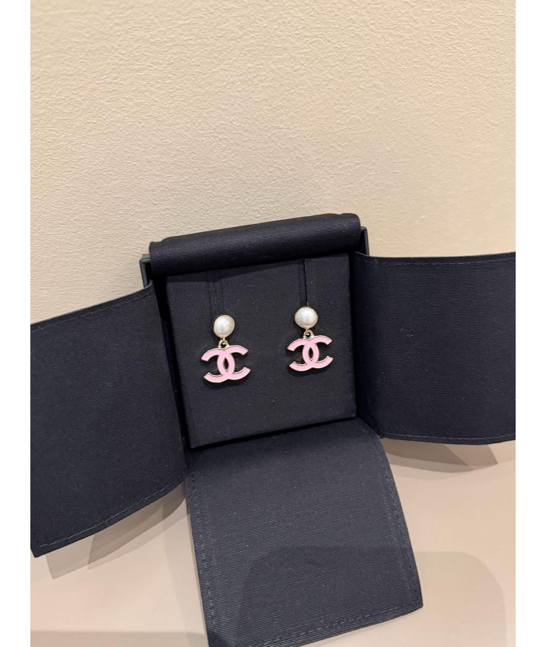 CHANEL Розовые керамические серьги, фото 2