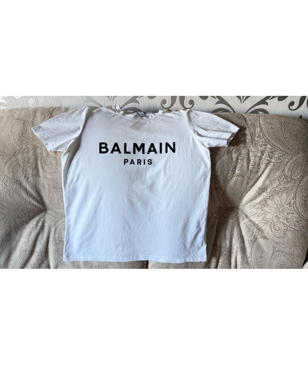 BALMAIN Белая хлопковая футболка, фото 7