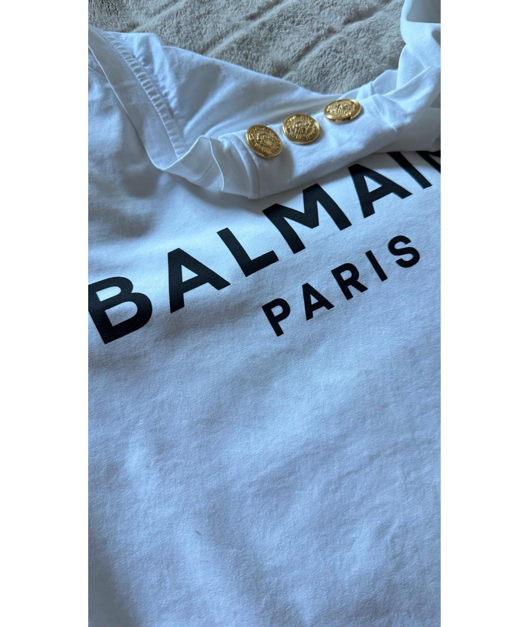 BALMAIN Белая хлопковая футболка, фото 4