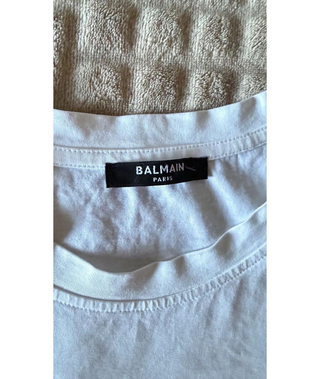 BALMAIN Белая хлопковая футболка, фото 6