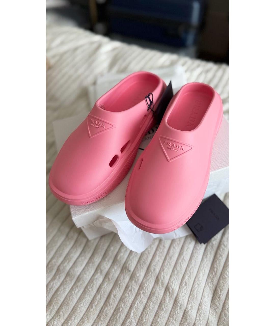 PRADA Розовые резиновые мюли, фото 2