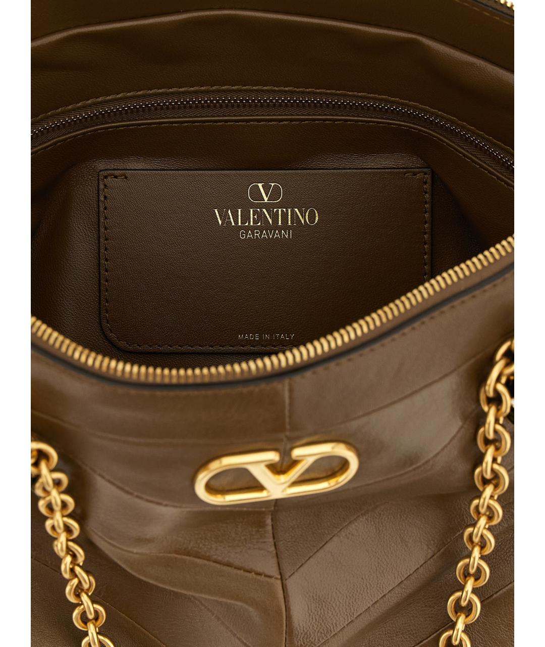 VALENTINO Коричневая кожаная сумка через плечо, фото 4